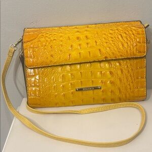 Sunburst yellow Croc Embossed Leather Clutch – Brahmin Style